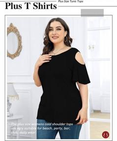 img 1 attached to Plus Size Summer Tunic Tops: Look Stylish With Poseshe Cold Shoulder Tee!