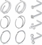 20g clear plastic nose rings for surgery, work and sports - invisible septum retainers, clear nose studs and belly button rings logo