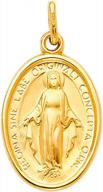 divine elegance: ioka's 14k yellow gold miraculous medal with religious virgin mary design logo