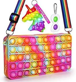 img 1 attached to Unleash Magic With I-FSK Unicorn Gift Set: Pop Purse Shoulder Bag & Sensory Fidget Toy - Tie Dye-5