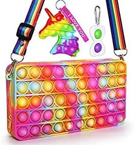 img 2 attached to Unleash Magic With I-FSK Unicorn Gift Set: Pop Purse Shoulder Bag & Sensory Fidget Toy - Tie Dye-5