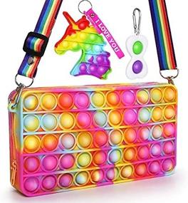 img 3 attached to Unleash Magic With I-FSK Unicorn Gift Set: Pop Purse Shoulder Bag & Sensory Fidget Toy - Tie Dye-5