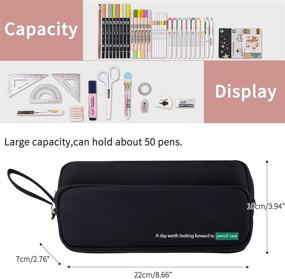 img 3 attached to High Capacity 2-Compartment Pen Bag: ANGOOBABY Stationery Organizer For School, Office, Girls, Boys, And Adults - Handheld Pencil Pen Case