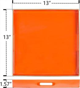img 3 attached to Orange Decorative Serving Tray With Handles For Coffee Table, Ottoman, Kitchen And Bathroom - Square Plastic Tray, 13"X13"X1.57