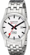 mondaine men's retro day and date stainless steel bracelet watch - model a667.30340.16sbm logo