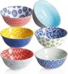 amazingware dessert bowls - salad bowl set 10 ounce - porcelain bowls for ice cream dessert, small side dishes, set of 6, assorted designs logo