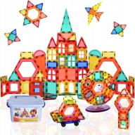 stem magnetic building set for kids - 96pcs magnetic tiles construction kit with storage box - magnet stacking toys - educational preschool stem toys - ideal gifts for boys and girls - gifts2u логотип