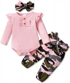 img 4 attached to Newborn Baby Girl Camo Outfit - Nilikastta Romper Bodysuit Long Sleeve Tops Jumpsuit For Fall Infant