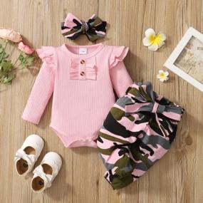 img 3 attached to Newborn Baby Girl Camo Outfit - Nilikastta Romper Bodysuit Long Sleeve Tops Jumpsuit For Fall Infant