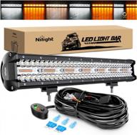 20 inch 420w led light bar spot flood amber white strobe 6 modes with memory function off-road truck car atv suv cabin boat 16awg wiring harness kit - 1 lead, 2 year warranty nilight логотип