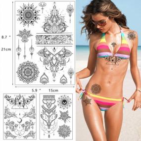 img 1 attached to 8 Pack Of Glaryyears Black Flower And Leaf Temporary Tattoos For Women: Realistic Stickers For Underboob, Arm, Chest, Shoulder, Thigh, And Waist - Perfect For Beach Parties And Events