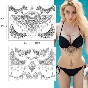 img 2 attached to 8 Pack Of Glaryyears Black Flower And Leaf Temporary Tattoos For Women: Realistic Stickers For Underboob, Arm, Chest, Shoulder, Thigh, And Waist - Perfect For Beach Parties And Events