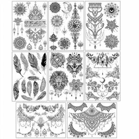 img 3 attached to 8 Pack Of Glaryyears Black Flower And Leaf Temporary Tattoos For Women: Realistic Stickers For Underboob, Arm, Chest, Shoulder, Thigh, And Waist - Perfect For Beach Parties And Events