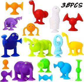 img 3 attached to 🐾 Fun and Educational Animal Suction Cup Toys for Kids - 38PCS Silicone Building Blocks Suction Bath Toys with Eggshell Storage - Perfect Gift for Boys and Girls (Yellow, Ages 3-7)