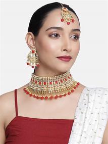 img 3 attached to Aheli Necklace Earrings Traditional Bollywood Women's Jewelry via Jewelry Sets