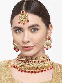 img 2 attached to Aheli Necklace Earrings Traditional Bollywood Women's Jewelry via Jewelry Sets