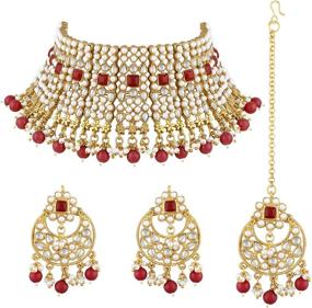 img 4 attached to Aheli Necklace Earrings Traditional Bollywood Women's Jewelry via Jewelry Sets