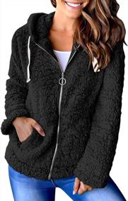 img 4 attached to Sherpa-Lined Long Sleeve Women'S Jacket With Fleece, Zipper, Hood, And Pockets – Cozy & Stylish Outerwear