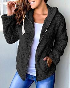 img 3 attached to Sherpa-Lined Long Sleeve Women'S Jacket With Fleece, Zipper, Hood, And Pockets – Cozy & Stylish Outerwear