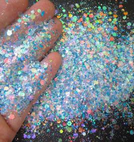 img 2 attached to 12 Pieces Mixed Colors Iridescent Chunky Glitter Flakes Mylar Hexagon Fine Powder Pigment Opal Crafts Sequins Resin Epoxy Accessories For Women Girls Makeup Body Nail Art Decorations