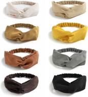 boho twisted headbands for women - dreshow 8 pack criss cross vintage head wraps with elastic, stylish hair accessories logo