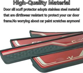 img 1 attached to 🚗 CEBAT 4Pcs Stainless Steel Car Door Sill Scuff Plate Guard Sills for CRV 2017-2021 Automotive Entry Guard Protector Trim in RED