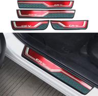 🚗 cebat 4pcs stainless steel car door sill scuff plate guard sills for crv 2017-2021 automotive entry guard protector trim in red logo