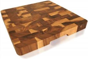 img 4 attached to Roro Wood Square End-Grain Chef Cutting Board And Block, 14 Inch Acacia Square