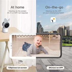 img 1 attached to 👶 WiFi Video Baby Monitor with 2K Ultra HD Camera, 5&#34; Color Display, Night Vision, Lullabies, Cry Detection, Motion Detection, Temperature &amp; Humidity Sensor, Two Way Talk, App Control (White)