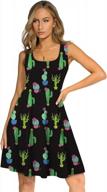 printed sleeveless sundress for women: casual a-line midi dress with flattering scoop neck logo