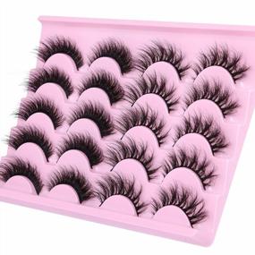 img 4 attached to 10 Pairs Of Lanflower'S 8D Curl Fluffy Cat Eye Eyelashes In 2 Styles For Short Wispy And Natural Looking Fake Lashes