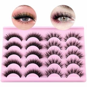 img 3 attached to 10 Pairs Of Lanflower'S 8D Curl Fluffy Cat Eye Eyelashes In 2 Styles For Short Wispy And Natural Looking Fake Lashes