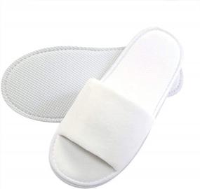 img 1 attached to Unisex White APPEARUS Poly Velvet Spa Slippers - Open Toe Hotel Comfort For Women & Men, One Size