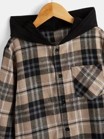 img 2 attached to Plaid Button-Up Hooded Shirt For Boys - Casual Long Sleeve With Pocket By Milumia