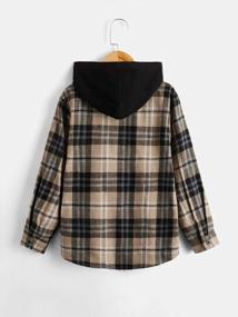 img 3 attached to Plaid Button-Up Hooded Shirt For Boys - Casual Long Sleeve With Pocket By Milumia