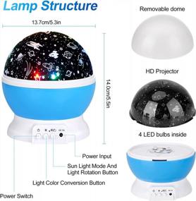 img 1 attached to Вращающийся на 360 ° лунный проектор, ночник с дистанционным управлением и 8 вариантами цвета для рождественского ребенка, романтическое синее освещение