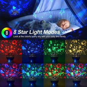 img 2 attached to Вращающийся на 360 ° лунный проектор, ночник с дистанционным управлением и 8 вариантами цвета для рождественского ребенка, романтическое синее освещение