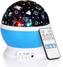 img 4 attached to Вращающийся на 360 ° лунный проектор, ночник с дистанционным управлением и 8 вариантами цвета для рождественского ребенка, романтическое синее освещение