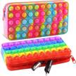 2 pack rainbow pop bubble silicone pencil case, portable push popper pen box makeup cosmetic bag stationery organizer logo