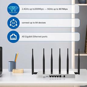 img 1 attached to Wiflyer WG3526 4G LTE Router - AC1200Mbps Dual Band CAT4 Wireless Router with Metal Case, Detachable 6×5dBi Antennas, Gigabit Ethernet, TF Card Slot, USB3.0 Port &amp; SIM Card Slot