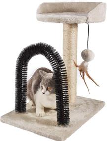 img 4 attached to 🐱 Luxurious PEEKAB Cat Scratching Post: Tower Tree, Arch Groomer & Toys for Kittens and Small Cats