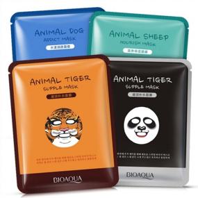img 4 attached to At-Home Spa Facial: BIOAQUA Face Mask Sheet Variety Pack With Natural Serum For Radiant And Nourished Skin - Panda, Tiger, Sheep & Dog!