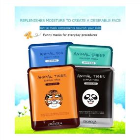 img 3 attached to At-Home Spa Facial: BIOAQUA Face Mask Sheet Variety Pack With Natural Serum For Radiant And Nourished Skin - Panda, Tiger, Sheep & Dog!