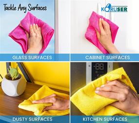 img 1 attached to 🧽 Koruser Microfiber Cleaning Cloths (12-Pack) - Reusable & Washable - All-Purpose Towels for Indoor/Outdoor Cleaning, Dusting & Polishing - Kitchen, Bathroom & Auto Surfaces