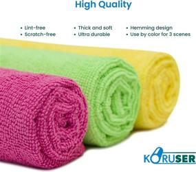 img 2 attached to 🧽 Koruser Microfiber Cleaning Cloths (12-Pack) - Reusable & Washable - All-Purpose Towels for Indoor/Outdoor Cleaning, Dusting & Polishing - Kitchen, Bathroom & Auto Surfaces