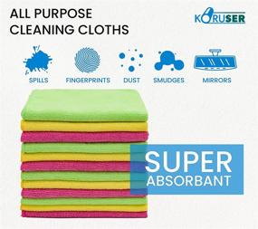 img 3 attached to 🧽 Koruser Microfiber Cleaning Cloths (12-Pack) - Reusable & Washable - All-Purpose Towels for Indoor/Outdoor Cleaning, Dusting & Polishing - Kitchen, Bathroom & Auto Surfaces