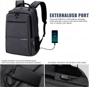 img 3 attached to Универсальный рюкзак для ноутбука с USB-портом для зарядки и водонепроницаемой конструкцией — идеально подходит для работы, учебы и путешествий!