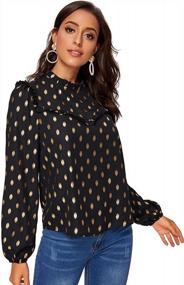 img 1 attached to SOLY HUX Women'S Elegant Blouse Top W/ Frill Trim & Stand Collar - Workwear Shirt