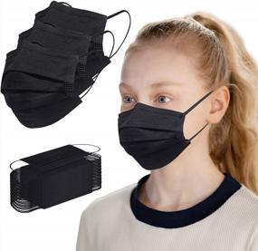 img 4 attached to 100 Pack Black Disposable Face Masks For Kids Boys & Girls - Bulk Supply