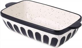 img 4 attached to Ceramic Loaf Pan For Perfect Golden Bread: Hand-Painted Bakeware For Home Bakers - Black